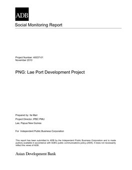 SMR: Papua New Guinea: Lae Port Development Project