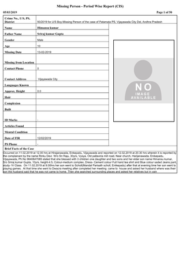 Missing Person - Period Wise Report (CIS) 05/03/2019 Page 1 of 50