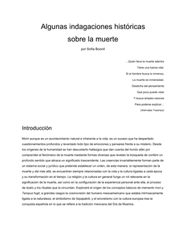 Algunas Indagaciones Históricas Sobre La Muerte