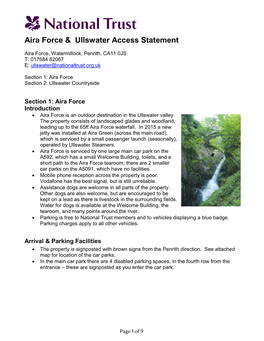 Aira Force & Ullswater Access Statement