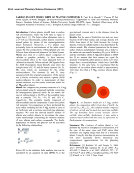 CARBON PLANET MODEL with Sic MANTLE COMPOUND