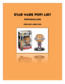 Star Wars Pop! List Popvinyls.Com