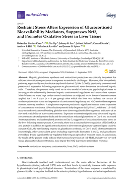 Restraint Stress Alters Expression of Glucocorticoid Bioavailability Mediators, Suppresses Nrf2, and Promotes Oxidative Stress in Liver Tissue