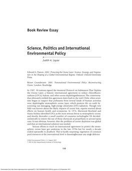 Science, Politics and International Environmental Policy
