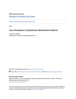 Juror Perceptions of Eyewitness Identification Evidence