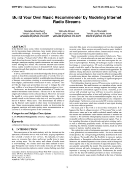 Build Your Own Music Recommender by Modeling Internet Radio Streams