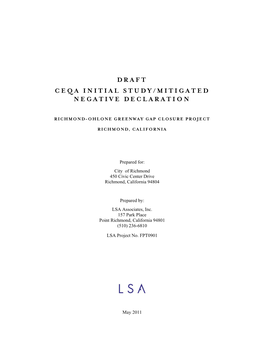 Ceqa Initial Study/Mitigated Negative Declaration