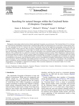 Searching for Natural Lineages Within the Cerylonid Series (Coleoptera: Cucujoidea)