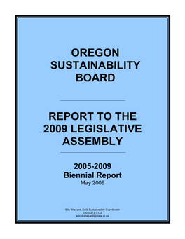 Report to the 2009 Legislative Assembly Oregon