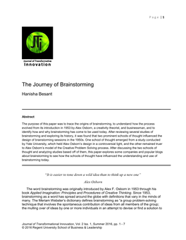 The Journey of Brainstorming