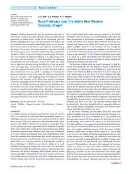 Runoff-Initiated Post-Fire Debris Flow Western Cascades, Oregon