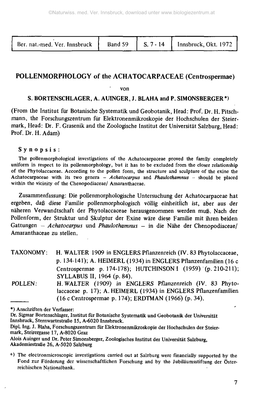 POLLENMORPHOLOGY of the ACHATOCARPACEAE (Centrospermae) Von S