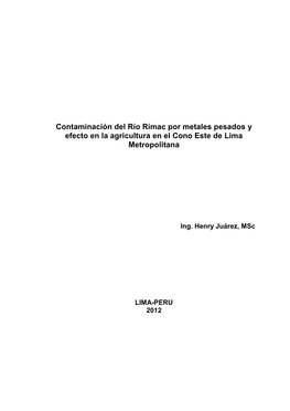 Contaminación Del Río Rímac Por Metales Pesados Y Efecto En La Agricultura En El Cono Este De Lima Metropolitana