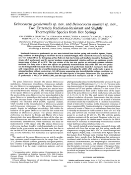 Deinococcus Geothermalis Sp. Nov. and Deinococcus Murrayi Sp. Nov., Two Extremely Radiation-Resistant and Slightly Thermophilic