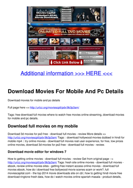 Download Movies for Mobile and Pc Details