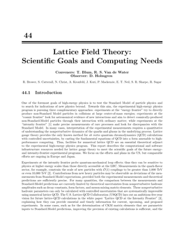 Lattice Field Theory: Scientiﬁc Goals and Computing Needs