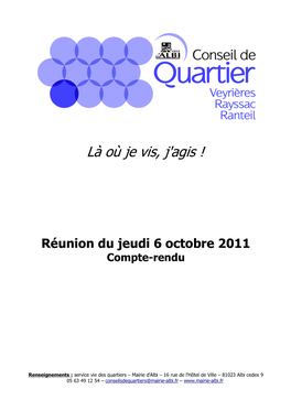 Conseil Quartier Veyrieres 6 Octobre 2011