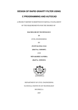 Design of Rapid Gravity Filter Using C Programming And