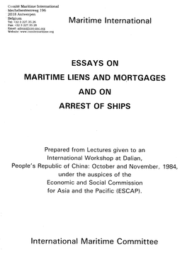 1984 ESSAYS on MARITIME LIENS and MORTGAGES and ARREST of SHIPS .Pdf 1.28 MB