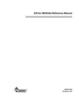 AXI for Maxada Reference Manual