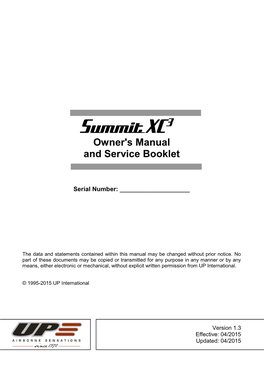 Owner's Manual and Service Booklet