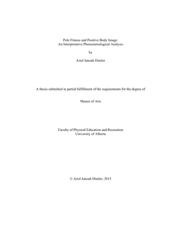 Pole Fitness and Positive Body Image: an Interpretative Phenomenological Analysis