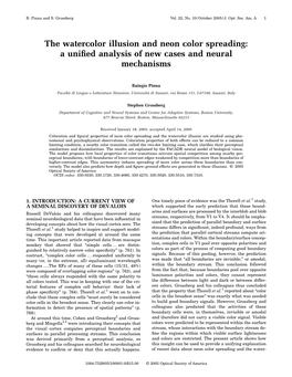 The Watercolor Illusion and Neon Color Spreading: a Uniﬁed Analysis of New Cases and Neural Mechanisms