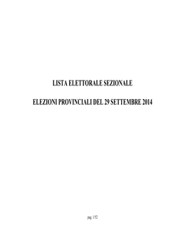 Lista Elettorale Sezionale Elezioni Provinciali Del 29