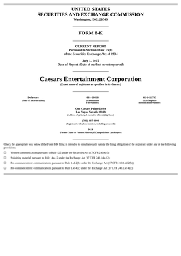 Caesars Entertainment Corporation (Exact Name of Registrant As Specified in Its Charter)
