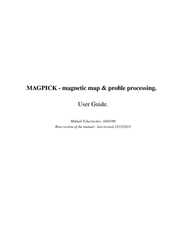 MAGPICK - Magnetic Map & Proﬁle Processing