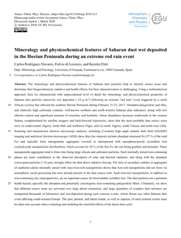 Mineralogy and Physicochemical Features of Saharan Dust Wet