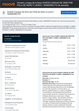 Horario De OVIEDO-CANGAS DE ONÍS POR POLA DE SIERO Y LIERES / SEMIDIRECTO, Paradas