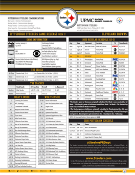 Pittsburgh Steelers Game Release Week 17 Cleveland Browns