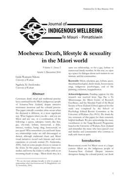 Moehewa: Death, Lifestyle & Sexuality in the Māori World