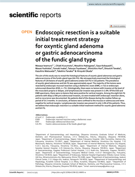 Endoscopic Resection Is a Suitable Initial Treatment Strategy for Oxyntic