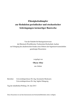 Flüssigkeitsdämpfer Zur Reduktion Periodischer Und Stochastischer Schwingungen Turmartiger Bauwerke