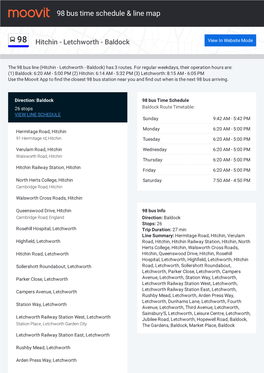 98 Bus Time Schedule & Line Route