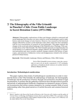 The Ethnography of the Villa Grimaldi in Pinochet's Chile: from Public Landscape to Secret Detention Centre (1973-1980)