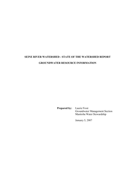 Laurie Frost Groundwater Management Section Manitoba Water Stewardship