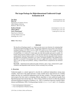 The Huge Package for High-Dimensional Undirected Graph Estimation in R