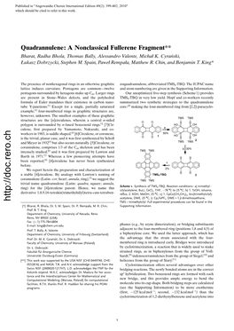 Quadrannulene: a Nonclassical Fullerene Fragment** Bharat, Radha Bhola, Thomas Bally, Alessandro Valente, Michał K