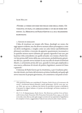 Igor Melani «Venire a Unirsi Con Esso Noi Nelle Cose Della Fede»