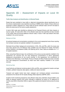 Assessment of Impacts on Local Air Quality