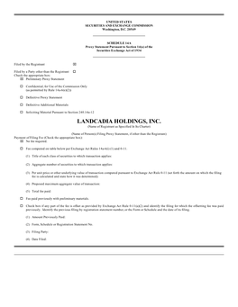 LANDCADIA HOLDINGS, INC. (Name of Registrant As Specified in Its Charter)