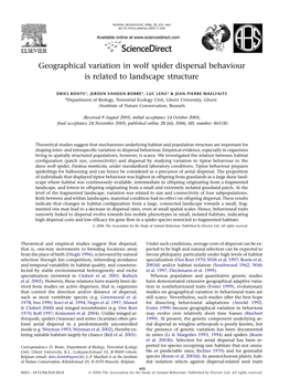 Geographical Variation in Wolf Spider Dispersal Behaviour Is Related to Landscape Structure