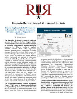Russia in Review: August 18 – August 31, 2021