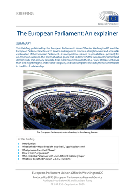 The European Parliament: an Explainer