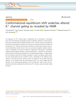 Conformational Equilibrium Shift Underlies Altered K+ Channel Gating As Revealed by NMR