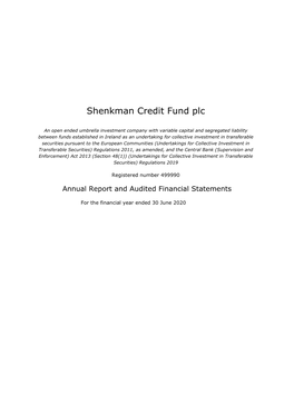 Shenkman Credit Fund Plc 30.06.20