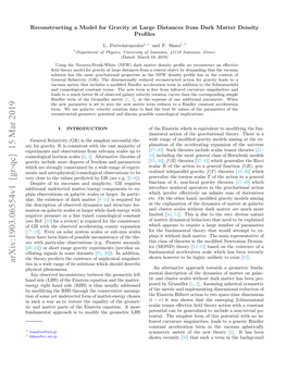 Arxiv:1903.06554V1 [Gr-Qc] 15 Mar 2019 Ties in a Wide Range of Its Solutions Which Should Describe Physical Phenomena